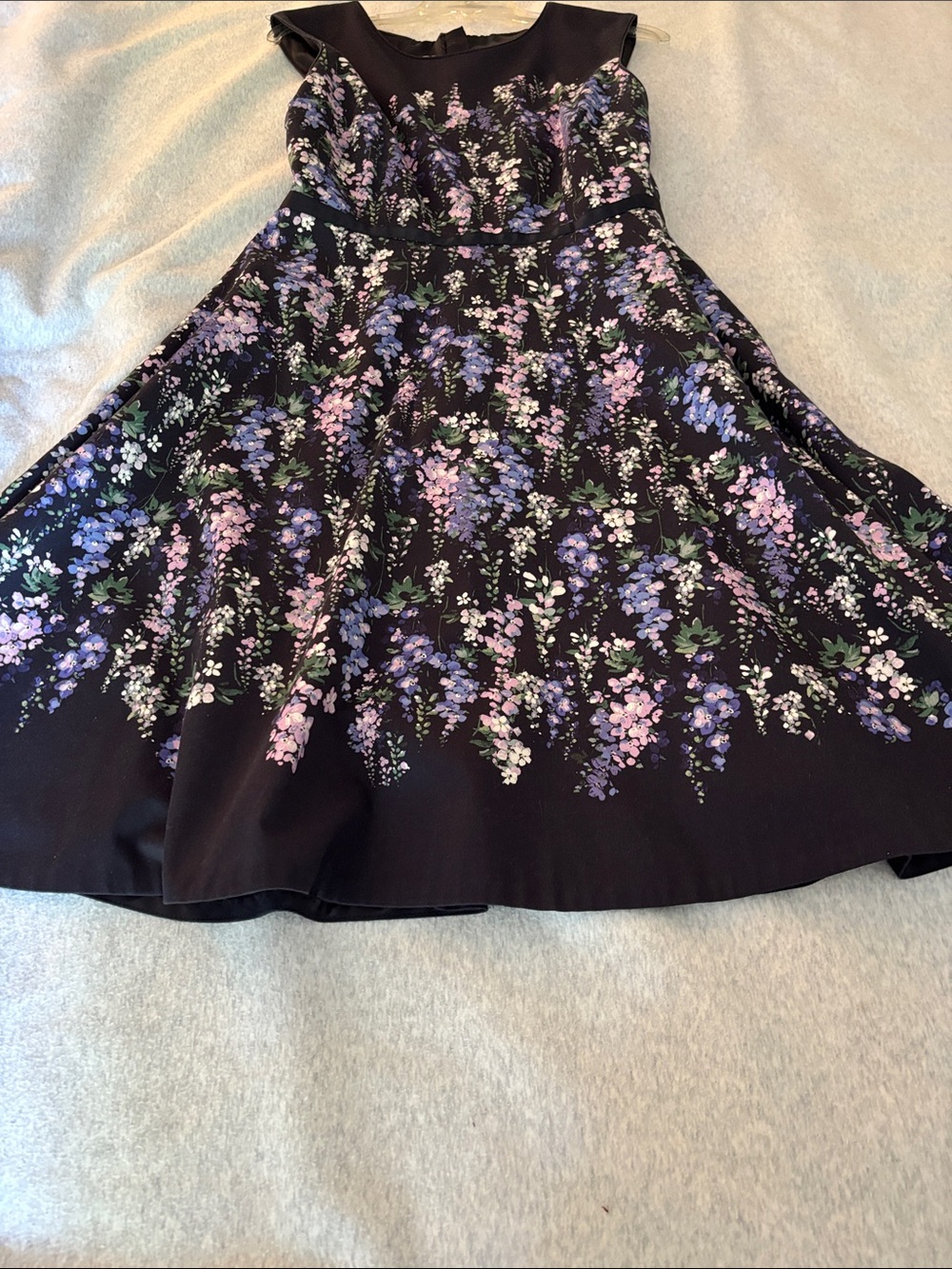Hobbs of London Navy Floral Fit-and-Flare Sleeveless Dress - Picture 12 of 13
